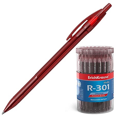 Ручка автомат красная Erich Krause 0,7мм R-301 46766