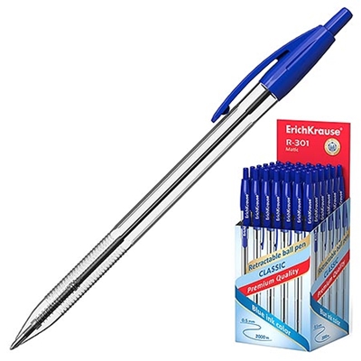 Ручка автомат синяя Erich Krause 1,0мм R-301 Classic Matic 38509