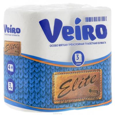 Туалетная бумага белая Veiro Elite 4шт 3 слоя