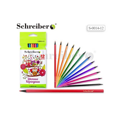 Карандаши цветные 12цв Schreiber Совы пластиковые S 0014-12