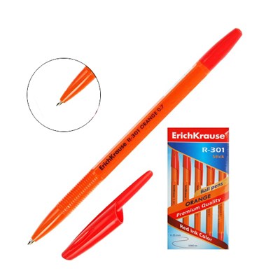 Ручка шариковая красная Erich Krause R-301 0,7мм оранж 43196