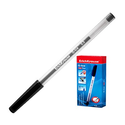 Ручка гелевая черная Erich Krause G-ICE 0,5мм 39004 по 12шт