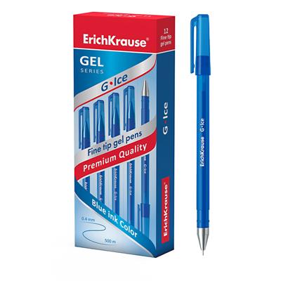Ручка гелевая синяя Erich Krause G-ICE 0,5мм 39003 по 12шт