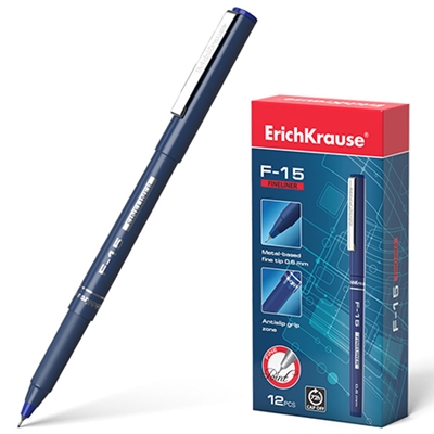Ручка капил Erich Krause F-15 синяя 0,6мм на водной основе 37065