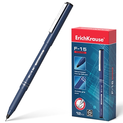 Ручка капиллярная черная Erich Krause F-15 0,6мм 37066 (по 12шт)
