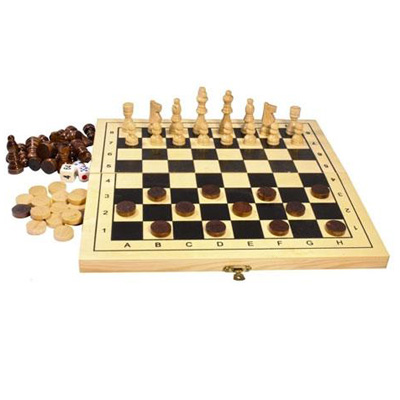 Шахматы+шашки+нарды 25*12,5*2,5см дерев. К-0955