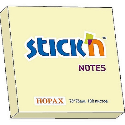 Бумага с клеев краем (стикеры) Hopax 76*76мм 100л пастель желтая 21007