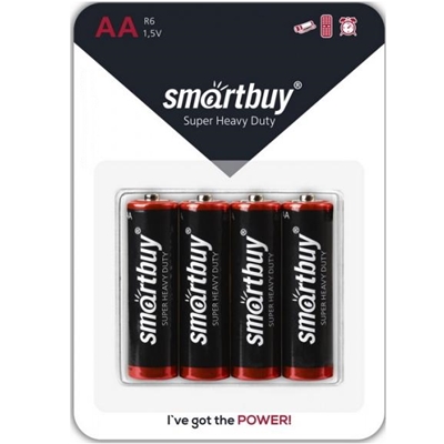 Батарейка пальчик солевая Smartbuy R6/4B, цена за 1шт
