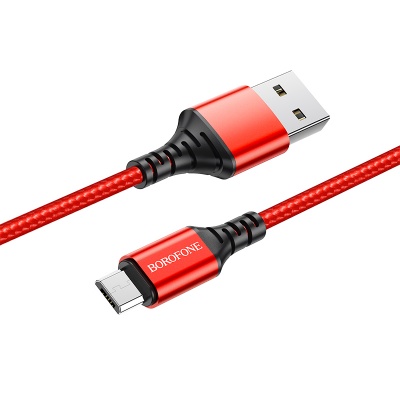 Кабель Borofone BX54 USB-microUSB 1.0м 2.4A нейлон красный