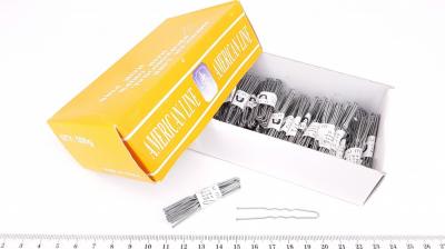 Шпильки для волос 4,5-5 см (в коробке) металлик, в связке 10шт, цена за связку