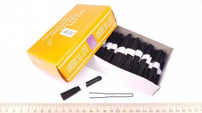 Шпильки для волос 7 см (в коробке) черные, в связке 10шт, цена за связку