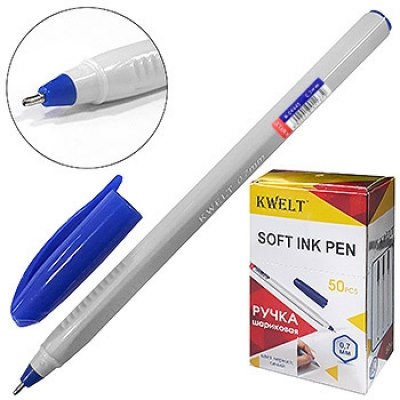 Ручка шариковая синяя Kwelt трехгранная 0,7мм К-04445