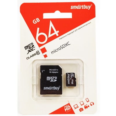 Карта памяти LE micro SDXC Smartbuy 64GB Class 10 (с адаптером)