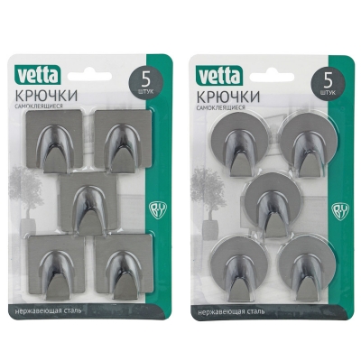 Крючки самоклеящиеся Vetta 5шт металл 440-366