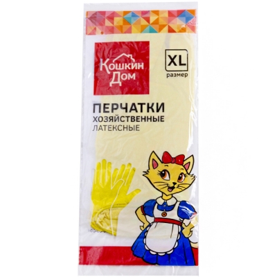Перчатки латексные желтые Кошкин дом XL 30-05-004