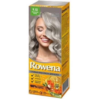 Краска-крем для волос стойкая Rowena № 9.10 Пепельный блонд