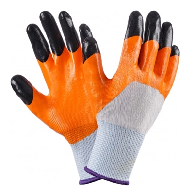 Перчатки нейлоновые оранжевые с черными пальцами