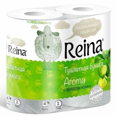 Туалетная бумага Reina Aroma Яблоко (18м) 2сл 4шт