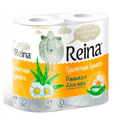 Туалетная бумага Reina Aroma Ромашка и алоэ вера (18м) 2сл 4шт