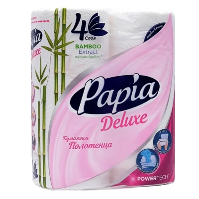 Полотенце бумаж Papia Deluxe 4сл 2шт 1/2 листа bamboo