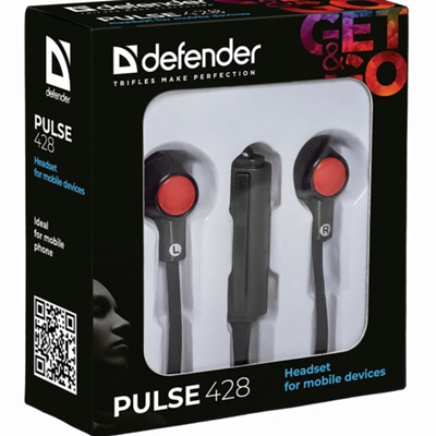 Наушники вакуумные Defender 428 Pulse с микроф. черный