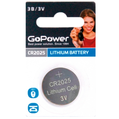 Батарейка таблетка GoPower CR 2025 BL1 Lithium 3V цена за 1шт
