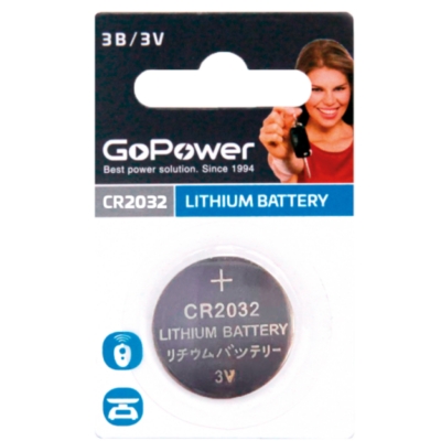 Батарейка таблетка GoPower CR 2032 BL1 Lithium 3V цена за 1шт