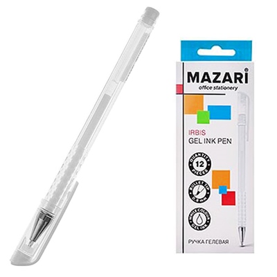 Ручка гелевая белая Mazari Irbis 0,8мм M-5551-80