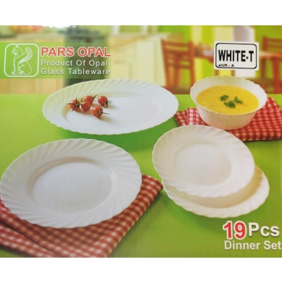 Набор столовый 19пр (тарелки, салатники) Глесс White-T