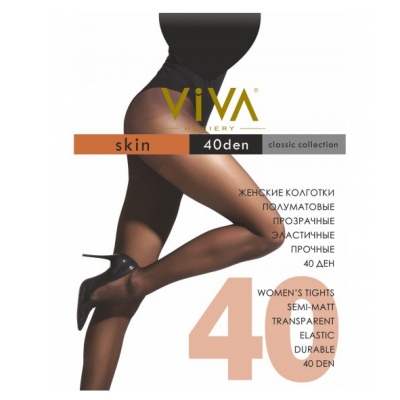 Колготки женские Viva Skin 40д Черный, р-р. 4/XL