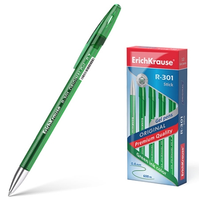 Ручка гелевая зеленая Erich Krause R-301 Original 0,5мм 45156