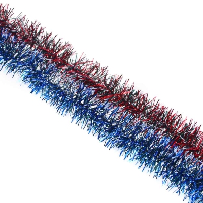 Мишура с белыми кончиками 5x200см ПВХ, 2 цвета (красный, синий) 377-508