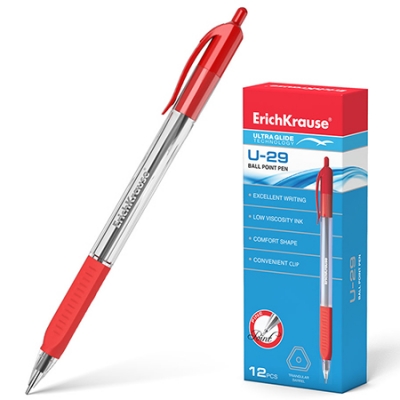 Ручка автомат красная Erich Krause Ultra Glide U-29 0,6мм 33570