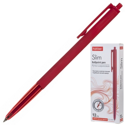 Ручка автомат красная Hatber Slim 0,7мм 485620/BP_079557