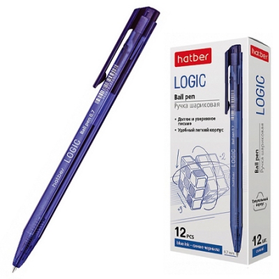 Ручка автомат синяя Hatber Logic 0,7мм 390917/BP_067908
