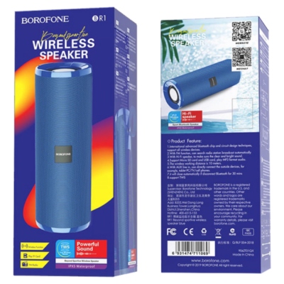 Колонка беспроводная Borofone BR1 bluetooth 5.0 синий
