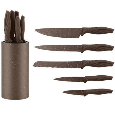 Набор ножей кухон 6пр., цвет коричневый а-618/кор