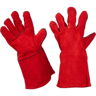 Перчатки сварщика (спилка) Краги красная с белой подкладкой