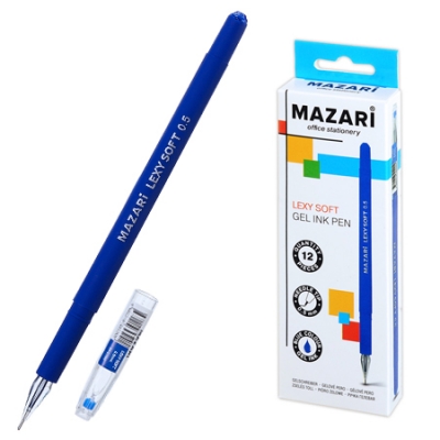 Ручка гелевая синяя Mazari Lexy Soft 0,5мм игольч. M-5506-70