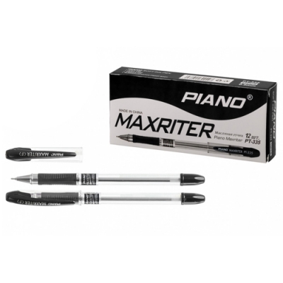 Ручка шариковая черная Piano Maxriter 0,5мм игольч, масл PT-335, 12шт/уп
