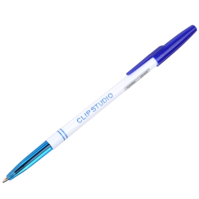 Ручка шариковая синяя ClipStudio белый корпус 0,7мм 627-019