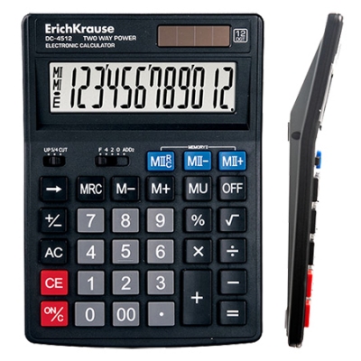 Калькулятор Erich Krause 12-разр 122*170мм черный DC-4512 (54512)