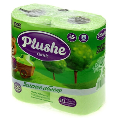 Туалетная бумага Plushe Плюше 4шт 2сл Зеленое Яблоко