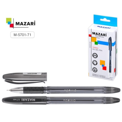 Ручка шариковая черная Mazari Torino 0,7мм игольч, масл M-5701-71