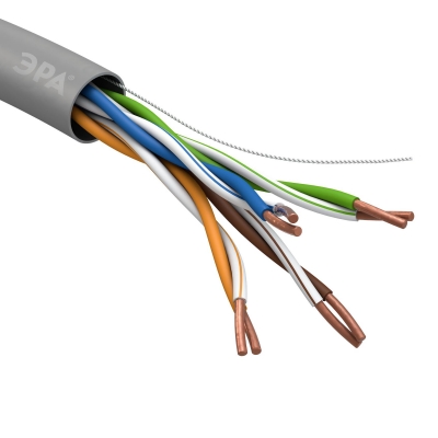 LAN-кабель витая пара ЭРА U/UTP-Cu, UL-4-PVC, 4x2x24AWG Cat5e CU PVC 305м SIMPLE