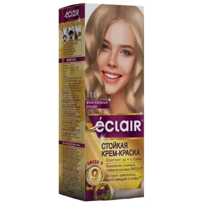 Краска для волос Eclair Omega Яркий пепельный блондин 11.6