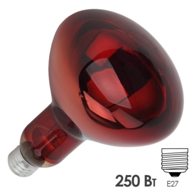 Лампа инфракрасная Калашниково ИКЗК IR E27/R127 250W (красная ДЛЯ ОБОГРЕВА )