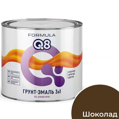 Грунт-эмаль 3в1 по ржавчине шоколад 1,9кг FORMULA Q8