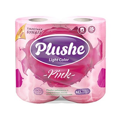 Туалетная бумага Plushe Плюше Ligt Color 4шт*15м 2-сл Розовая