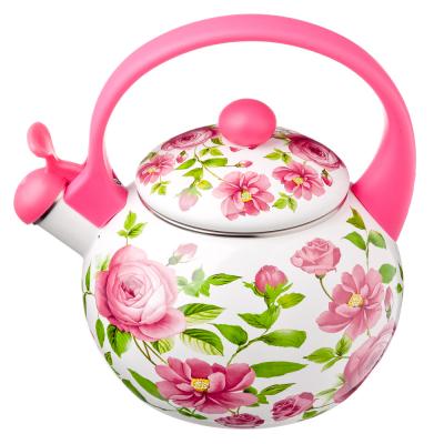 Чайник эмалиров со свистком 2,2л Vetta Цветы 894-406